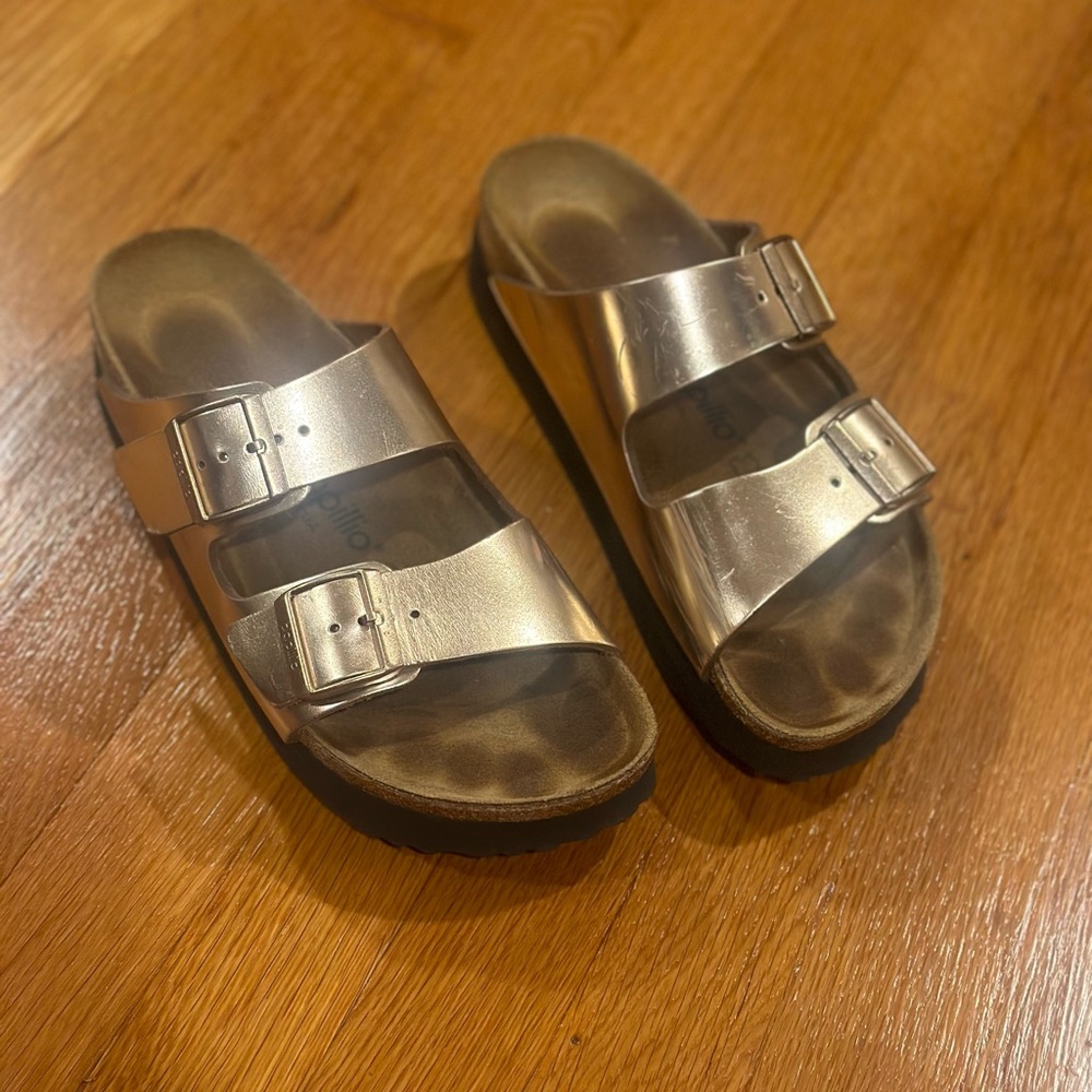 Gold platform Birkenstocks